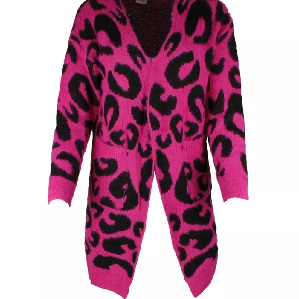 Pink Leopard Print Cardigan - Picture 3 of 4